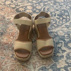 Beige Espadrille Wedge Sandals